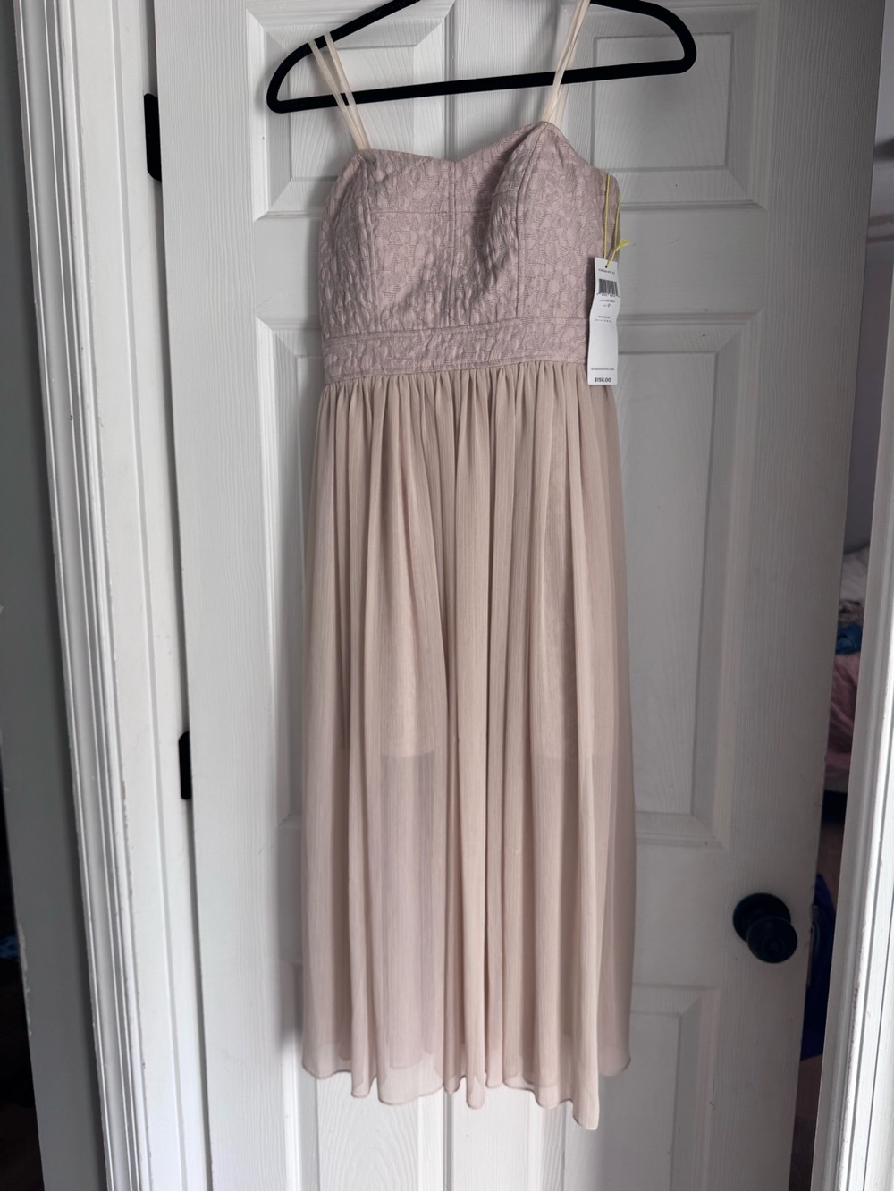 BCBGeneration Blush Lace Bodice Chiffon Midi Dress